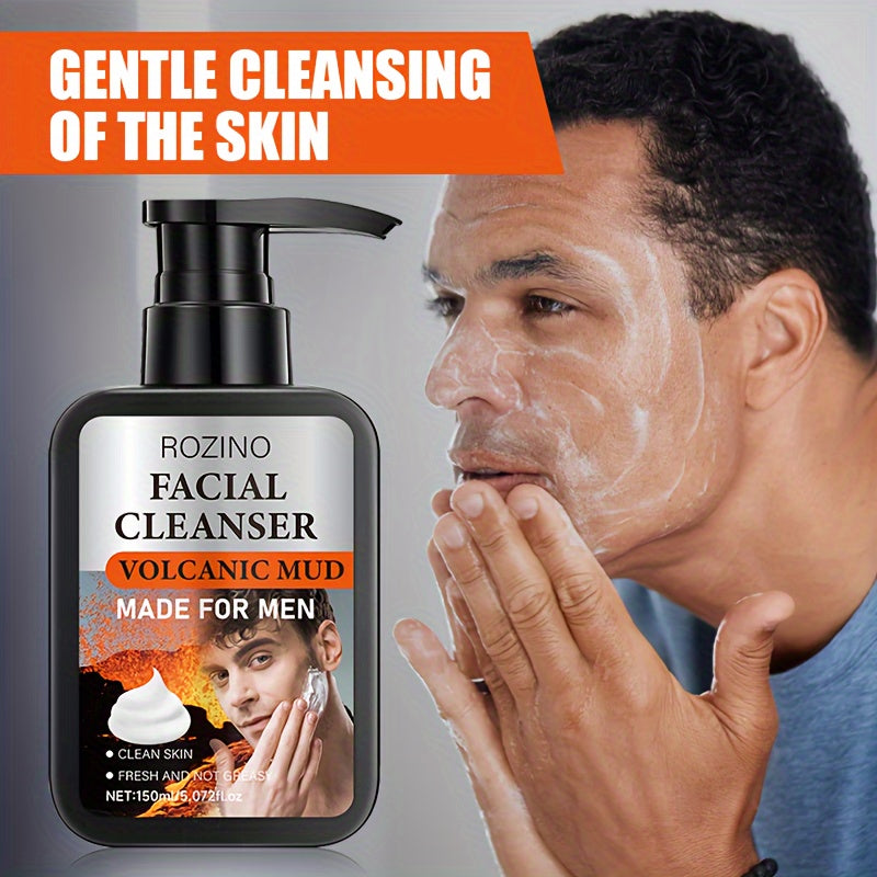 ROZINO Men's Volcanic Mud Cleanser - Oil Control Deep Cleansing