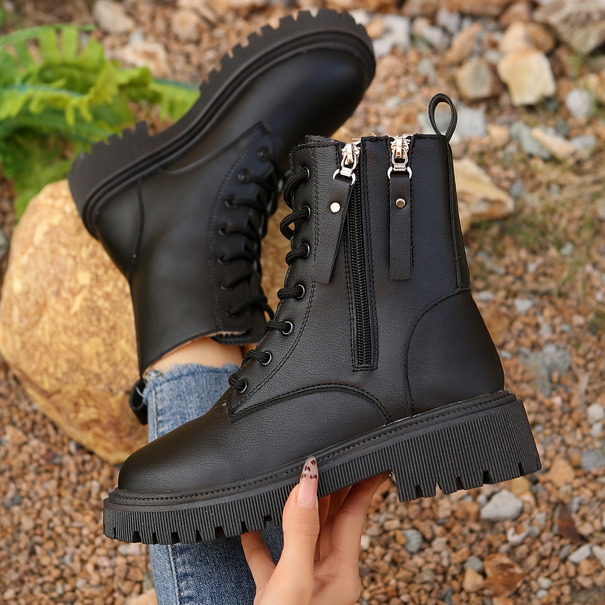 Women's Fashionable Casual Ankle Boots - Fleece-Lined Winter