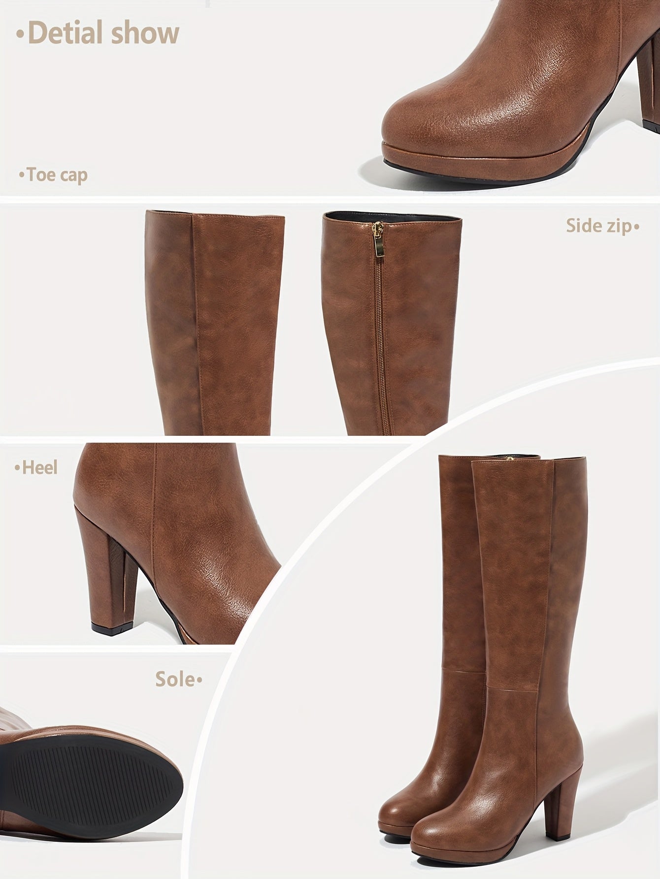 Women's High Heel Ankle Boots - Thick Platform Round Toe