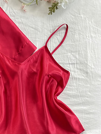 Women's All-Season V-Neck Pajama Set - Tie Waist Drawstring