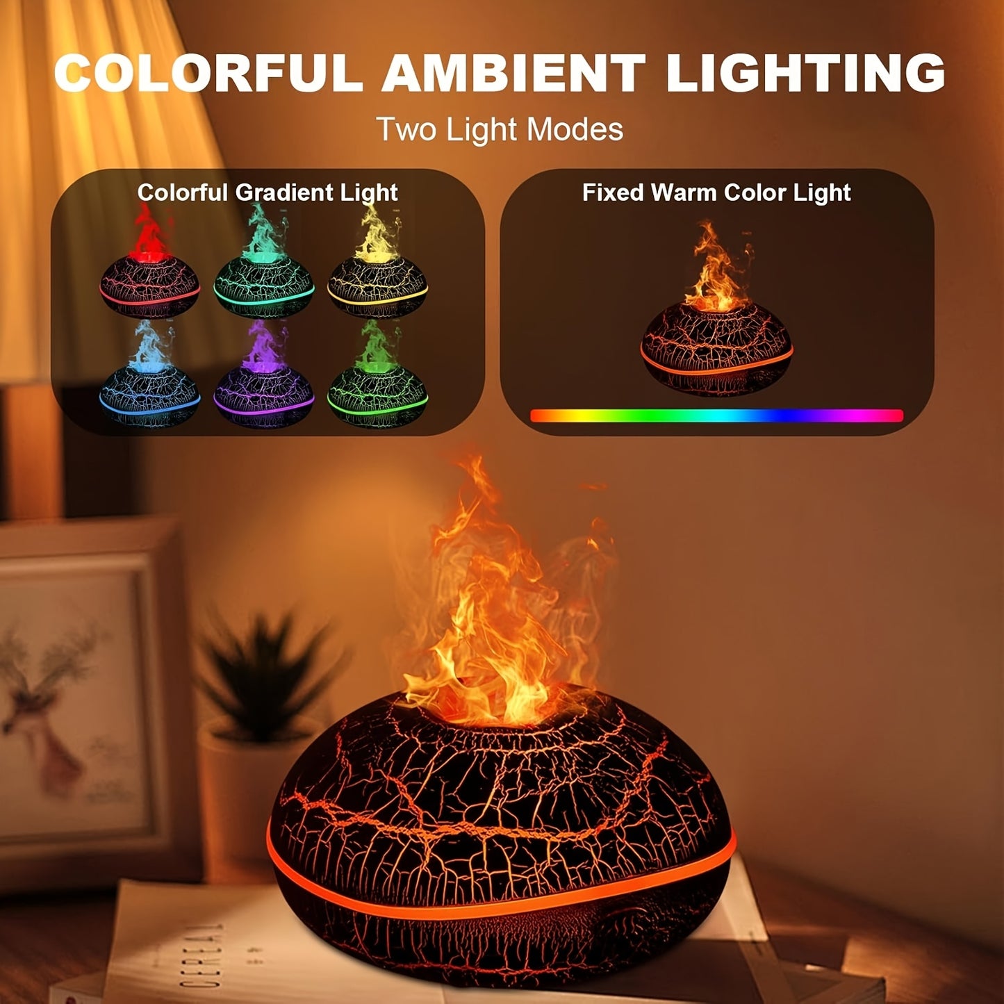 BABIQT Soundwave Humidifier - Flame Effect 7-Color Aroma Diffuser