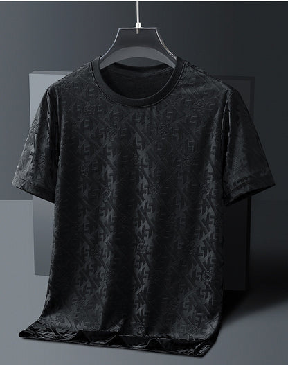 Men's Jacquard Summer Shirt - Ice Feel Round Neck
