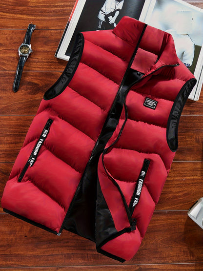 Men's Sleeveless Vest - Warm Zippered Stand Collar