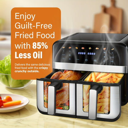 Kehot 9L Dual Door Air Fryer 2400W - 8-in-1 Smart Touchscreen