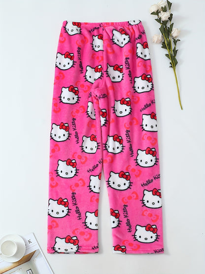 Hello Kitty Women's Flannel Sleep Pants - Thick Warm Winter