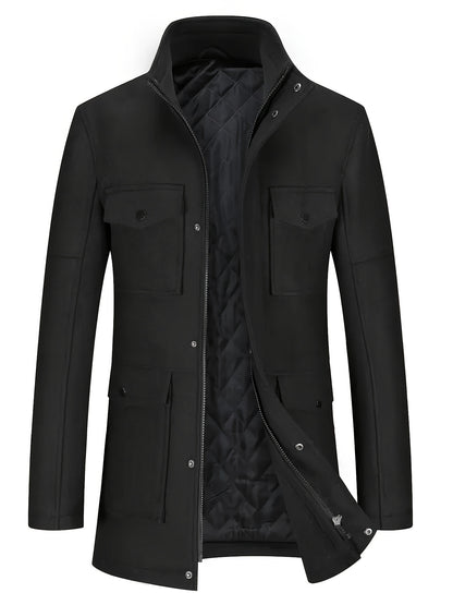 Men's Autumn/Winter Tweed Coat - Business Double-Breasted Wool