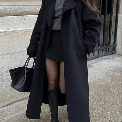 Women's Elegant Double-Breasted Windbreaker - Belted Trench Coat