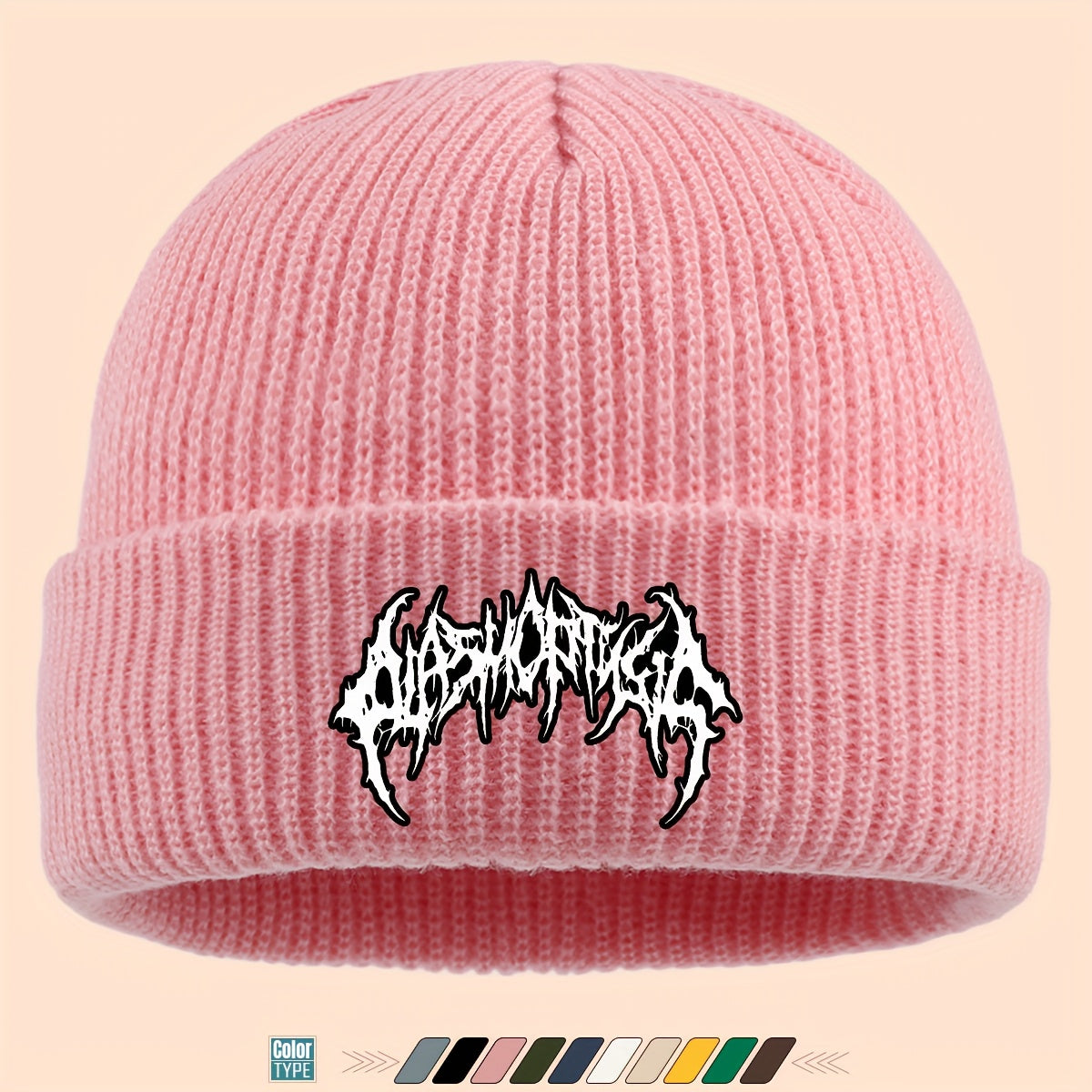 Gothic Beanie Hat - White Bone Spikes