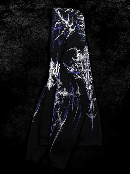 Men's Gothic Hoodie - Loose Fit Full-Zip with Pockets
