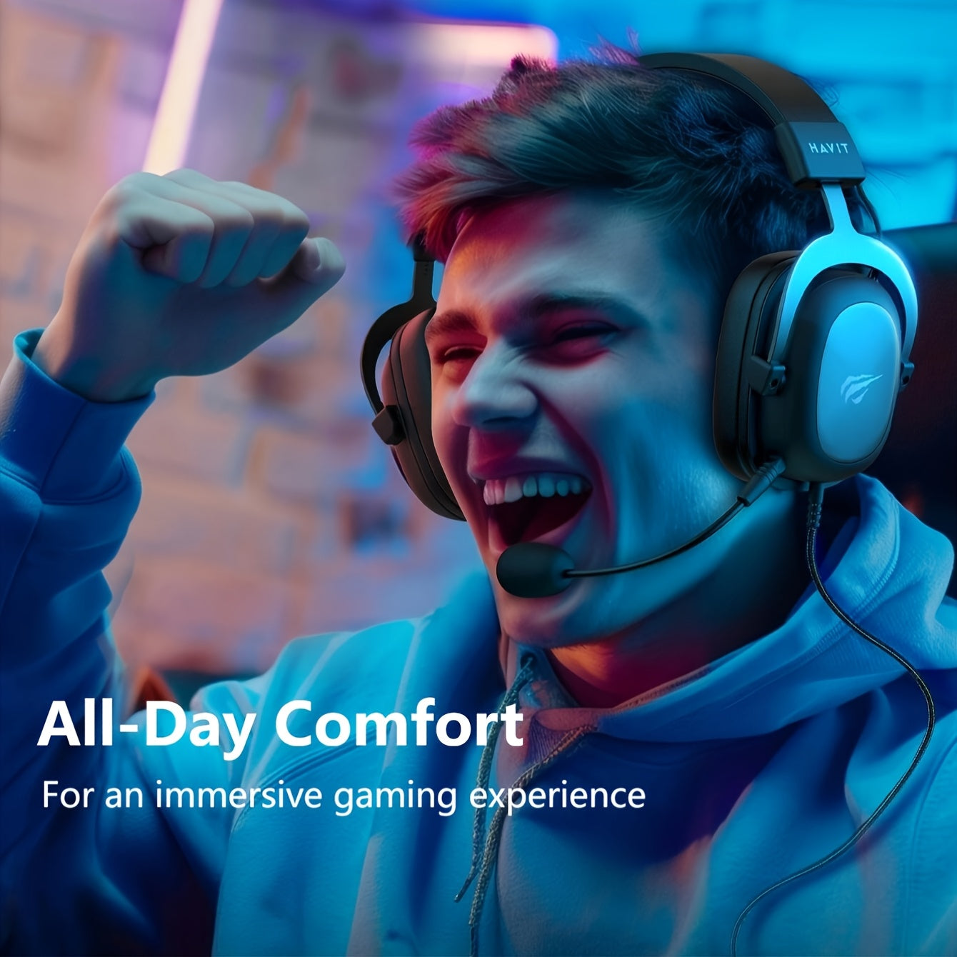 HAVIT Headset - Protein Leather Earmuffs with Detachable Mic