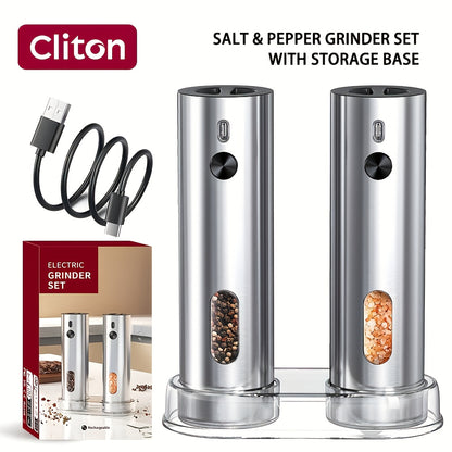 Electric Salt & Pepper Grinder - Rechargeable USB LED