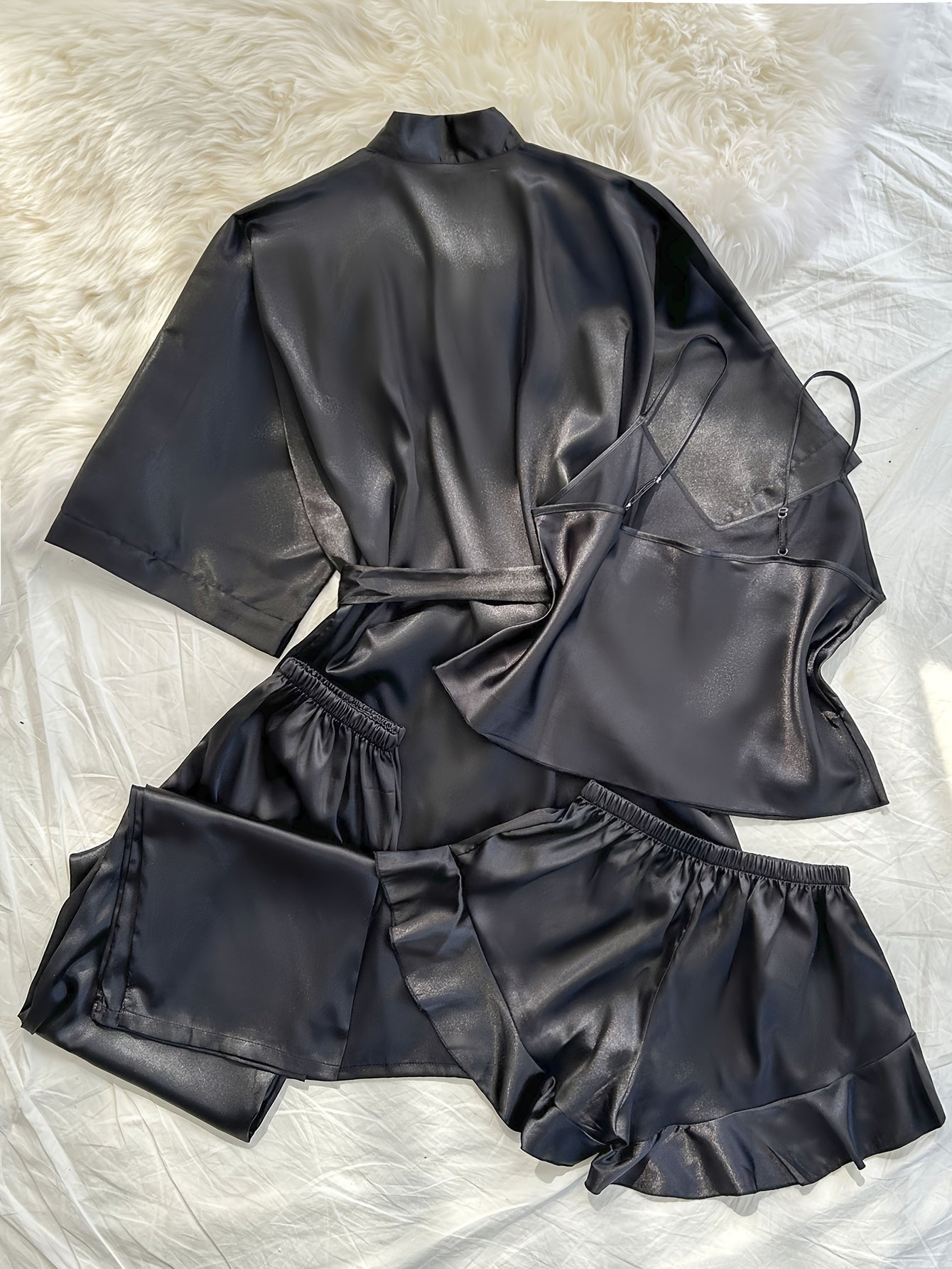 Women's All-Season V-Neck Pajama Set - Tie Waist Drawstring