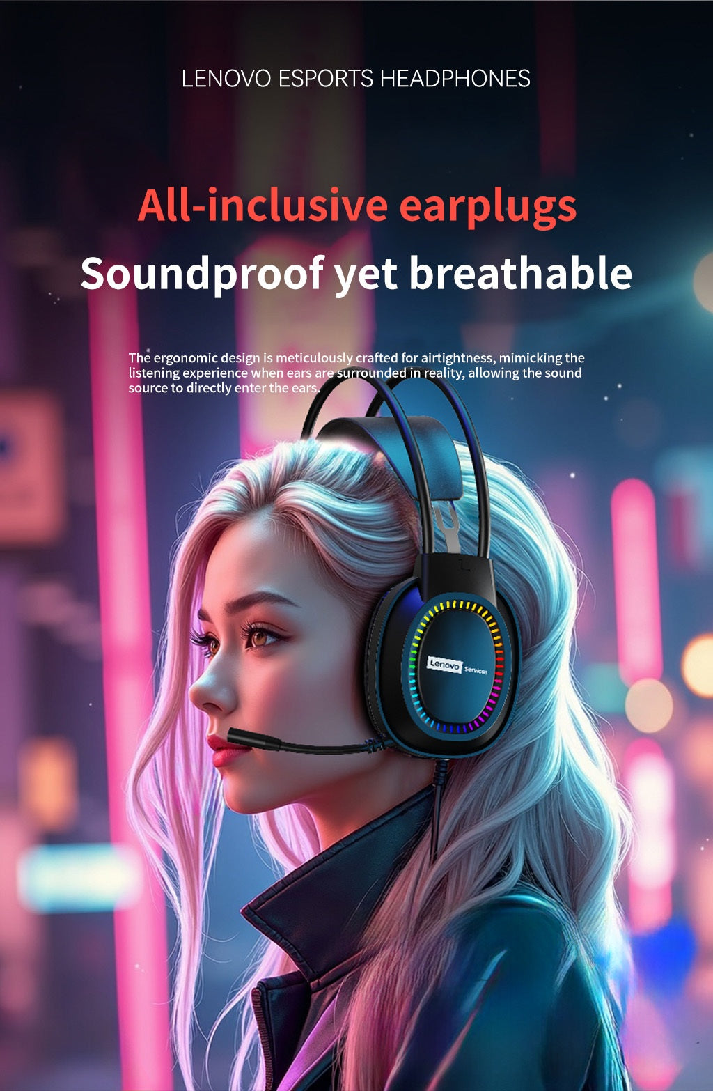Lenovo Headset 7.1 Surround - RGB with Noise Cancelling Mic