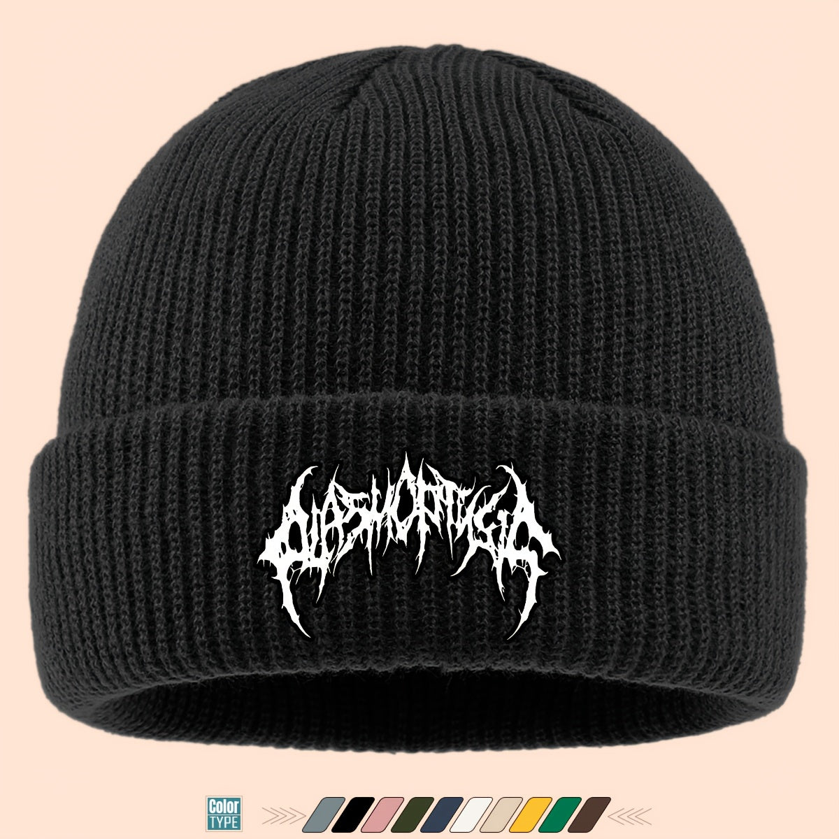 Gothic Beanie Hat - White Bone Spikes