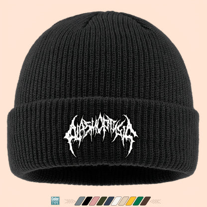 Gothic Beanie Hat - White Bone Spikes