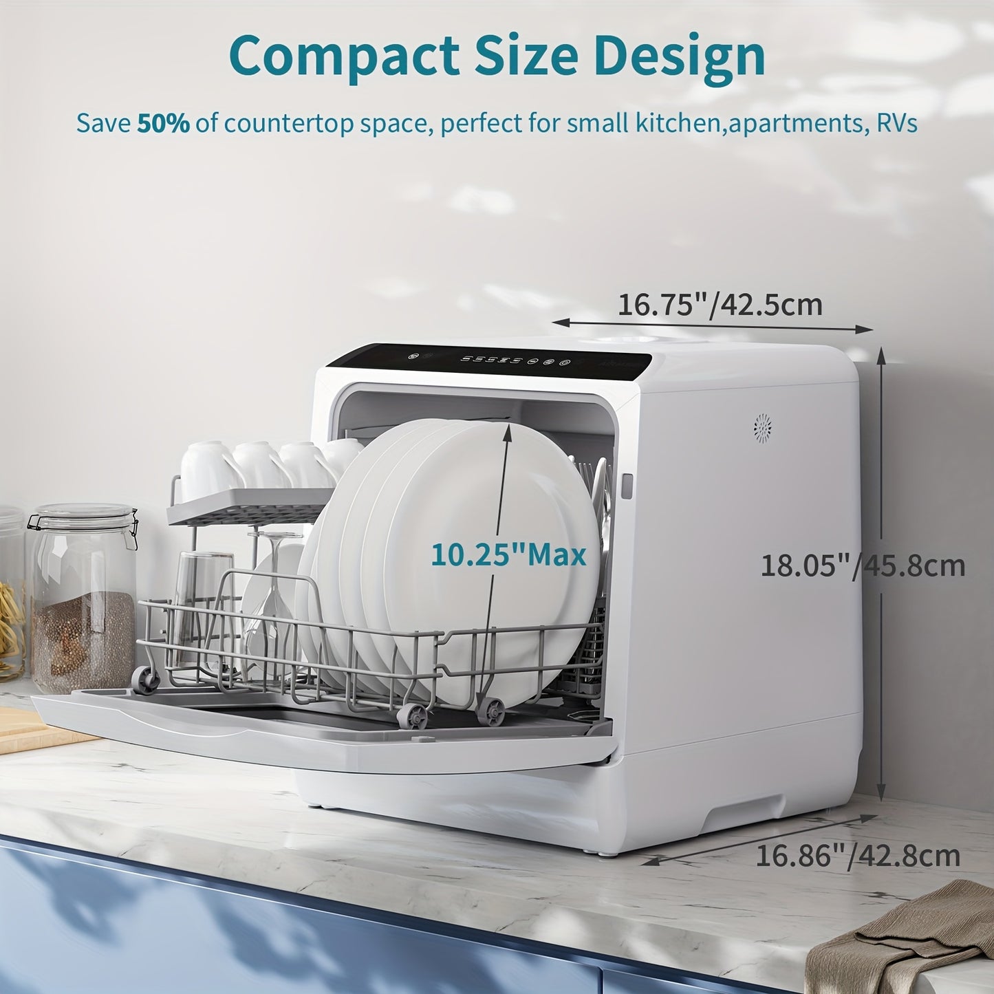 Airmsen Independent Countertop Dishwasher - 5+1 Programs 5L Tank