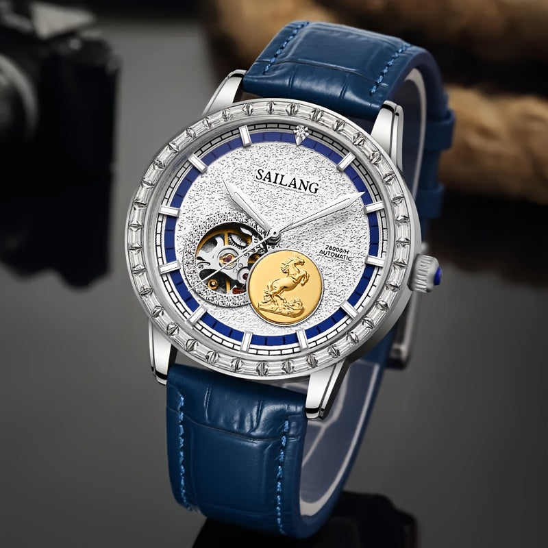 VerdeMontre Men's Luxury Automatic Mechanical Watch - Skeleton Dial World Time