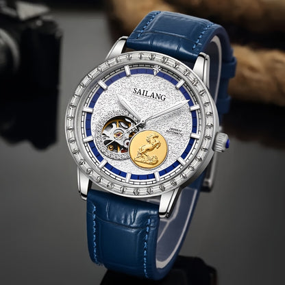 VerdeMontre Men's Luxury Automatic Mechanical Watch - Skeleton Dial World Time