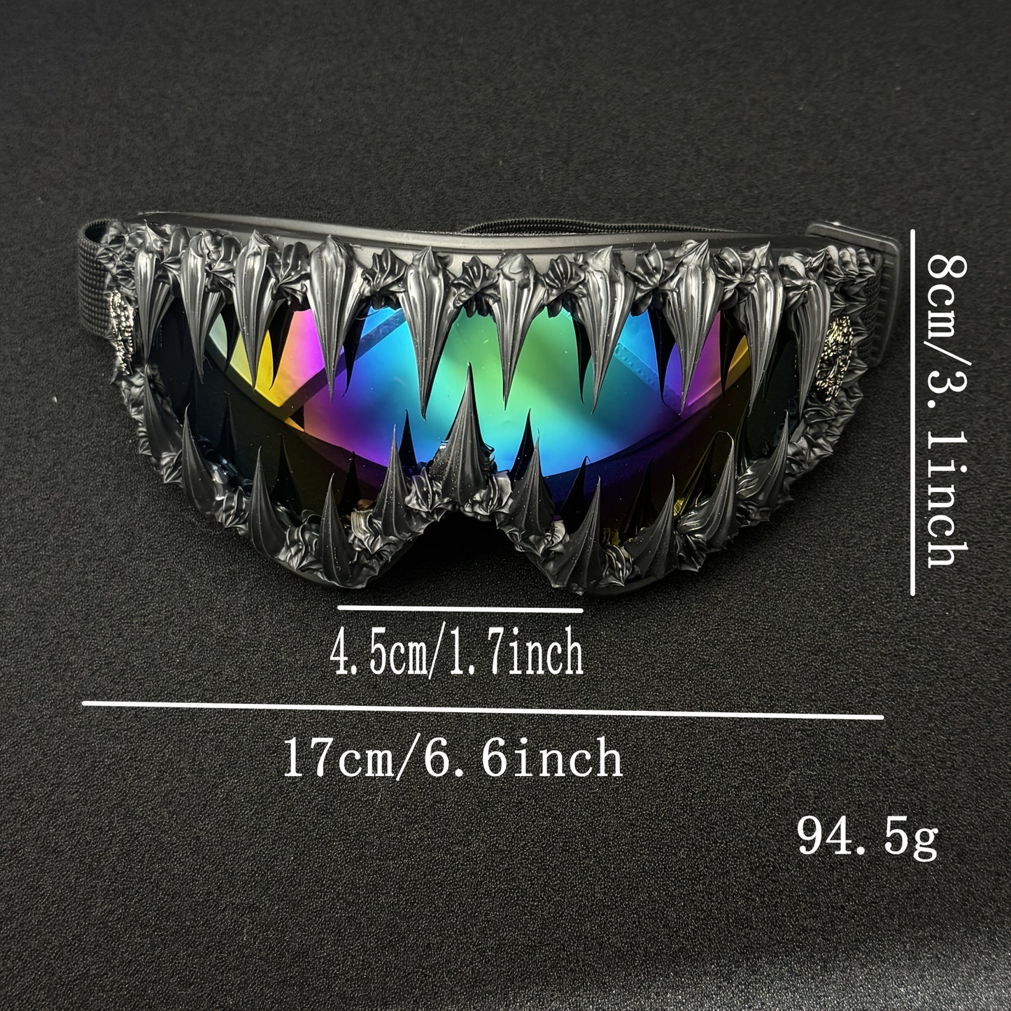 1pc SSPV Gothic Spiked Cosplay Glasses - Streetwear Novelty Eyewear with Spike Frame, Handmade Unique for halloween, Carnival, Costume Parties (Non-Prescription Glasses)