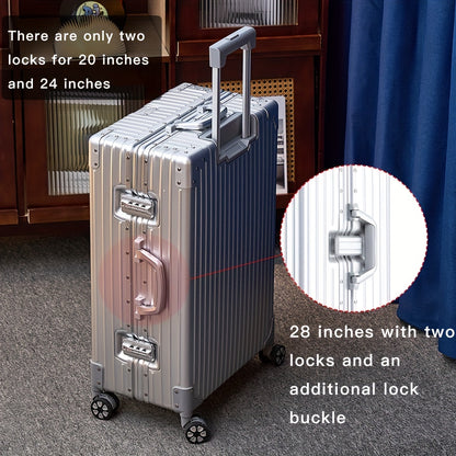 Aluminum Magnesium Alloy Luggage 20-28" - Password Lock Hard Case