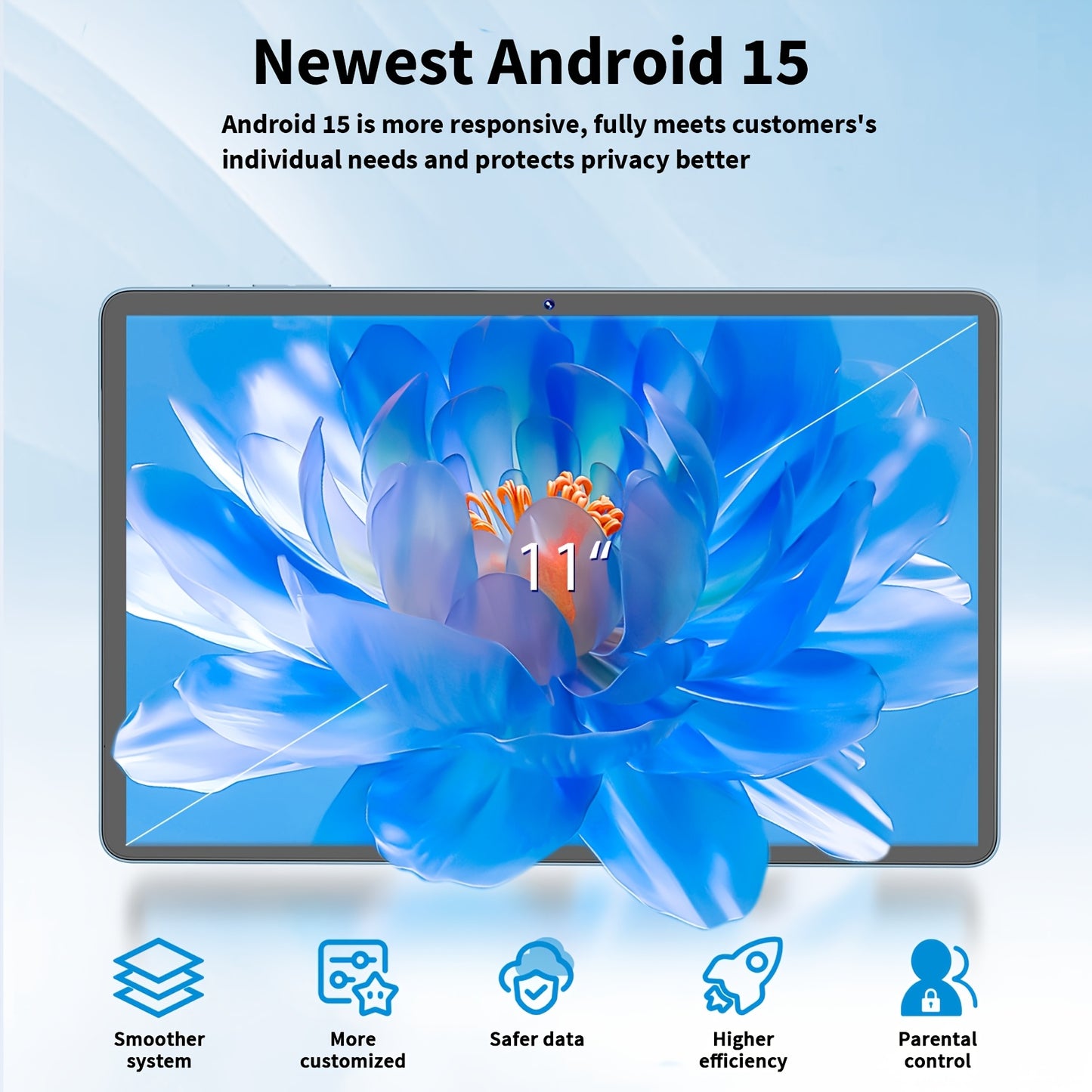 QDDQ Android 15 Tablet 11" - 24GB RAM 256GB 8000mAh Dual Camera