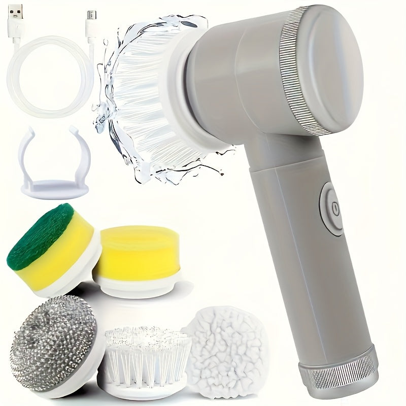 Electric Rotating Cleaning Brush – Cordless with 5 Replaceable Heads