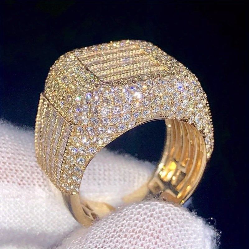 Luxury Chunky Zirconia Wide Band Ring