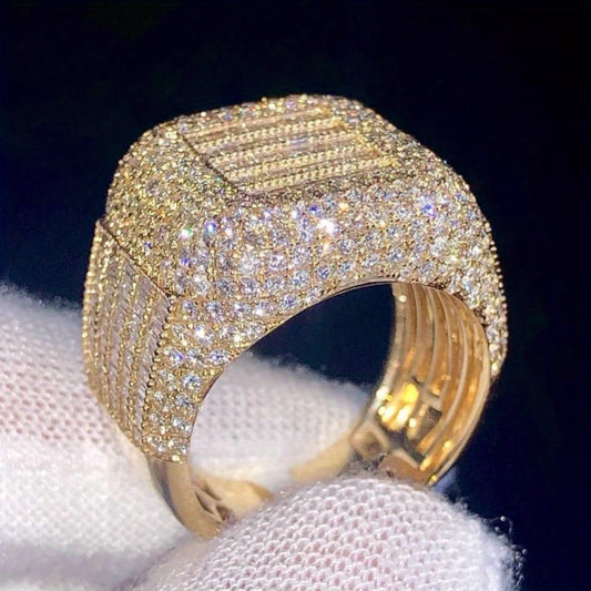 Luxury Chunky Zirconia Wide Band Ring