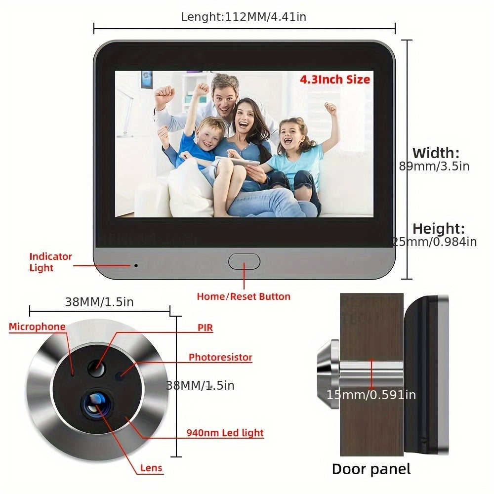 Devoccvo Tuya Smart 3MP Door Peephole Camera - WiFi Visual Screen