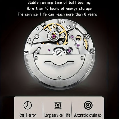 VerdeMontre Men's Luxury Automatic Mechanical Watch - Skeleton Dial World Time