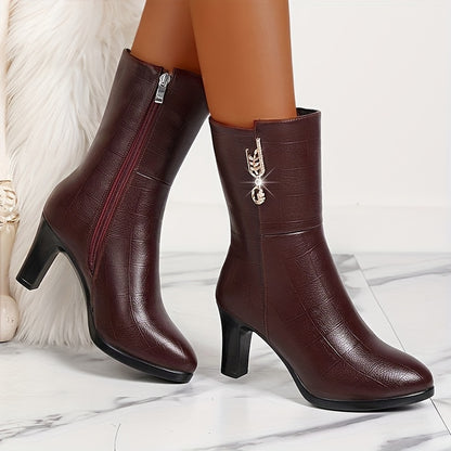 Women's Winter Boots - Platform Heel Side Zipper