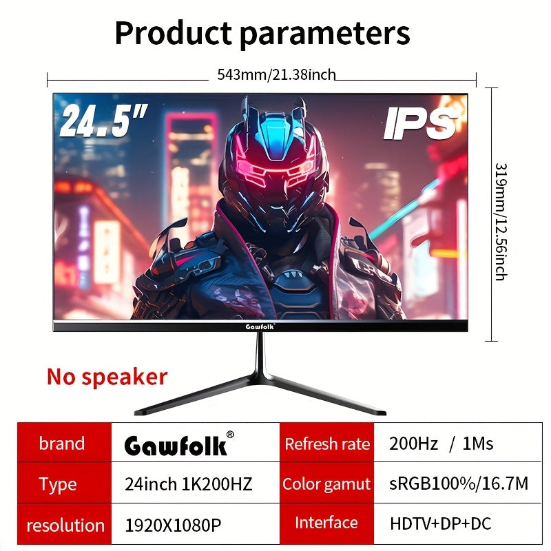 Gawfolk 24.5" Gaming Monitor - 200Hz Full HD IPS Flat Panel