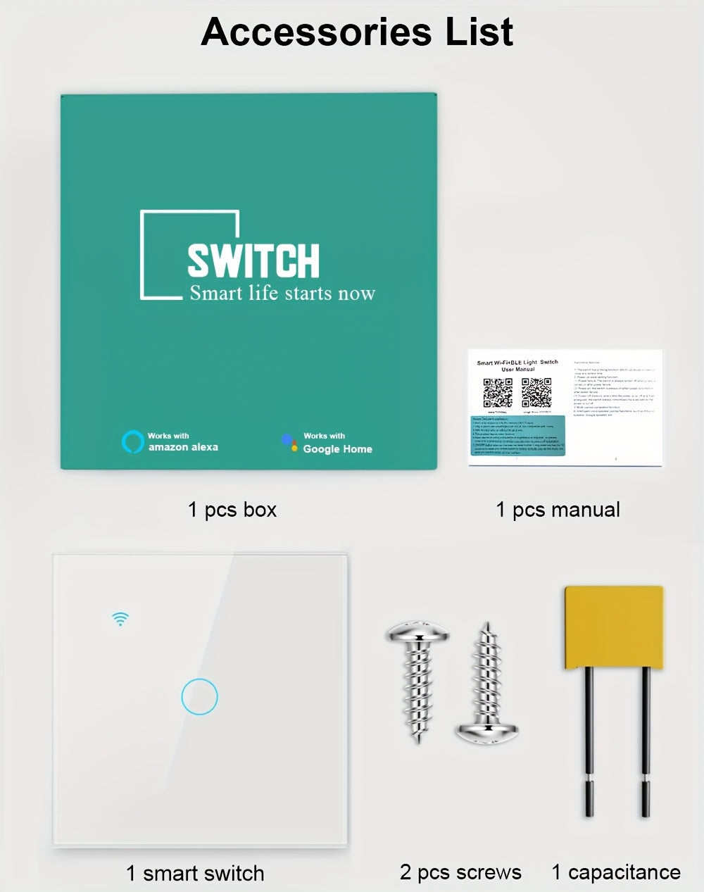 WiFi Smart Light Switch 1/2/3/4 Gang - Touchscreen Alexa Google