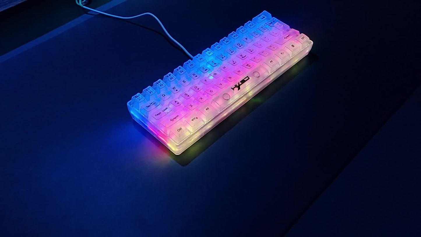 HXSJ 61-Key Gaming Keyboard - Full Transparent RGB Backlit USB-C