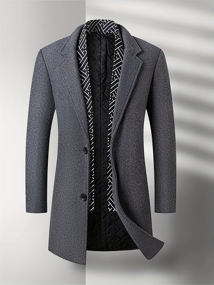 Men's Autumn Winter Thickened Tweed Jacket - Detachable Scarf