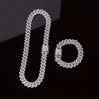 2pcs Necklace + Bracelet Set - Punk Hip Hop Chain Unisex