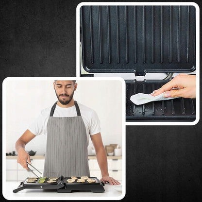 MEMFLOW Electric Panini Grill Toaster 1000W - Foldable Non-Stick