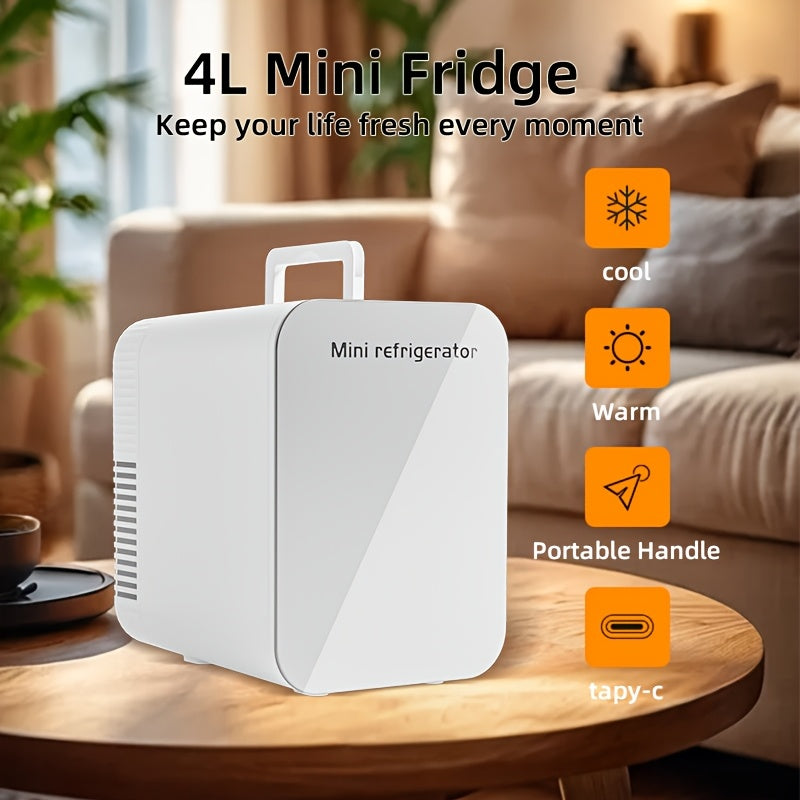 Mini-réfrigérateur pour camping-car 4 L - Glacière et chauffe-plats portables CA + 12 V CC
