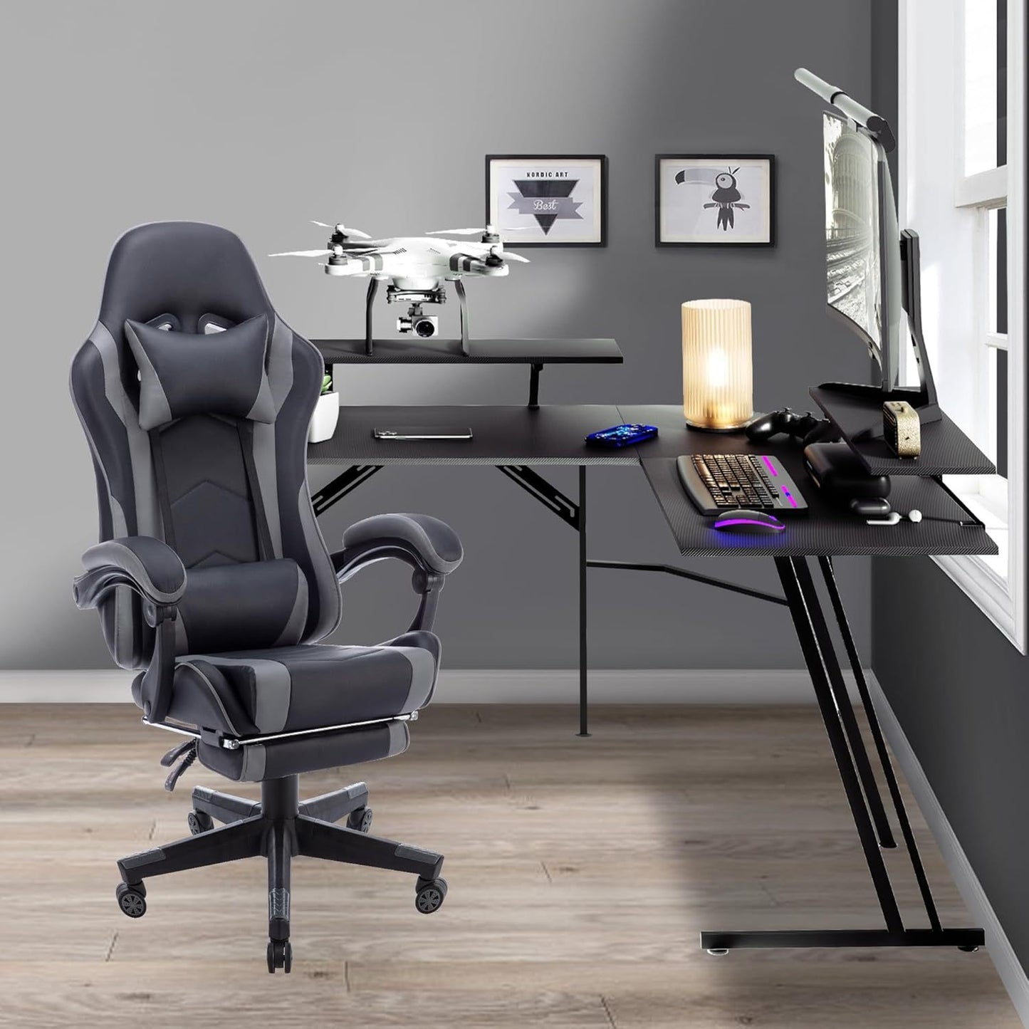 L-Shaped Computer Desk 140cm - Gaming & Home Office