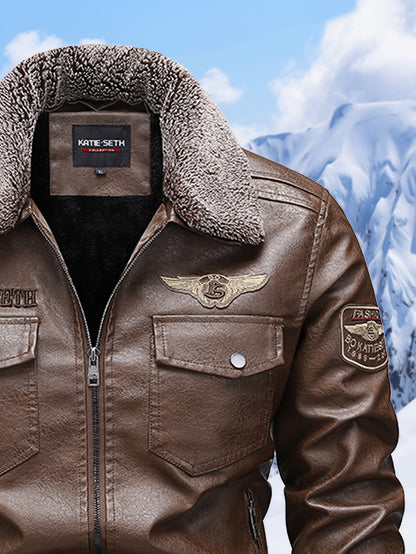 Men's Slim-Fit Fleece-Lined Biker Jacket