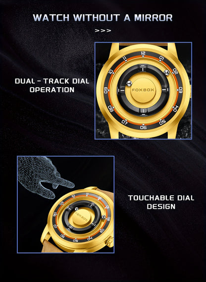 FOXBOX Men’s Fashion Watch – Unique Dial, Leather Strap, Quartz & Waterproof