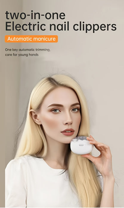 2-in-1 Electric Nail Clipper & Polisher - LED Light USB Charging