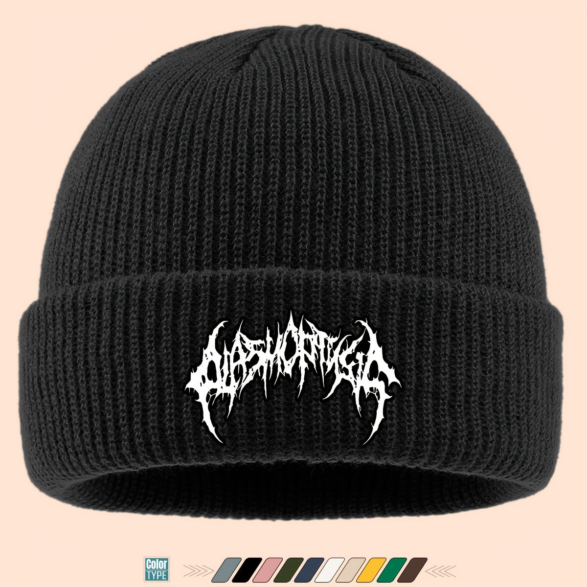 Gothic Beanie Hat - White Bone Spikes