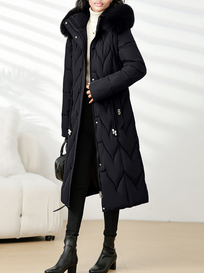 Damenmantel in Übergröße, knielang, neue Wintermode, schmal geschnitten, mit Kapuze und dickem Futter, Winterjacke für Damen in Übergröße, leichte Wintermäntel für Damen mit Taschen, Jacke für Damen in Übergröße