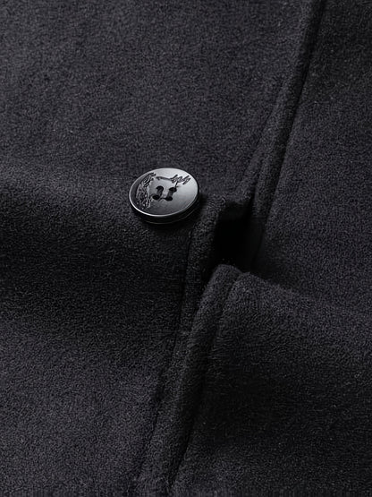 Men's Autumn Winter Thickened Tweed Jacket - Detachable Scarf