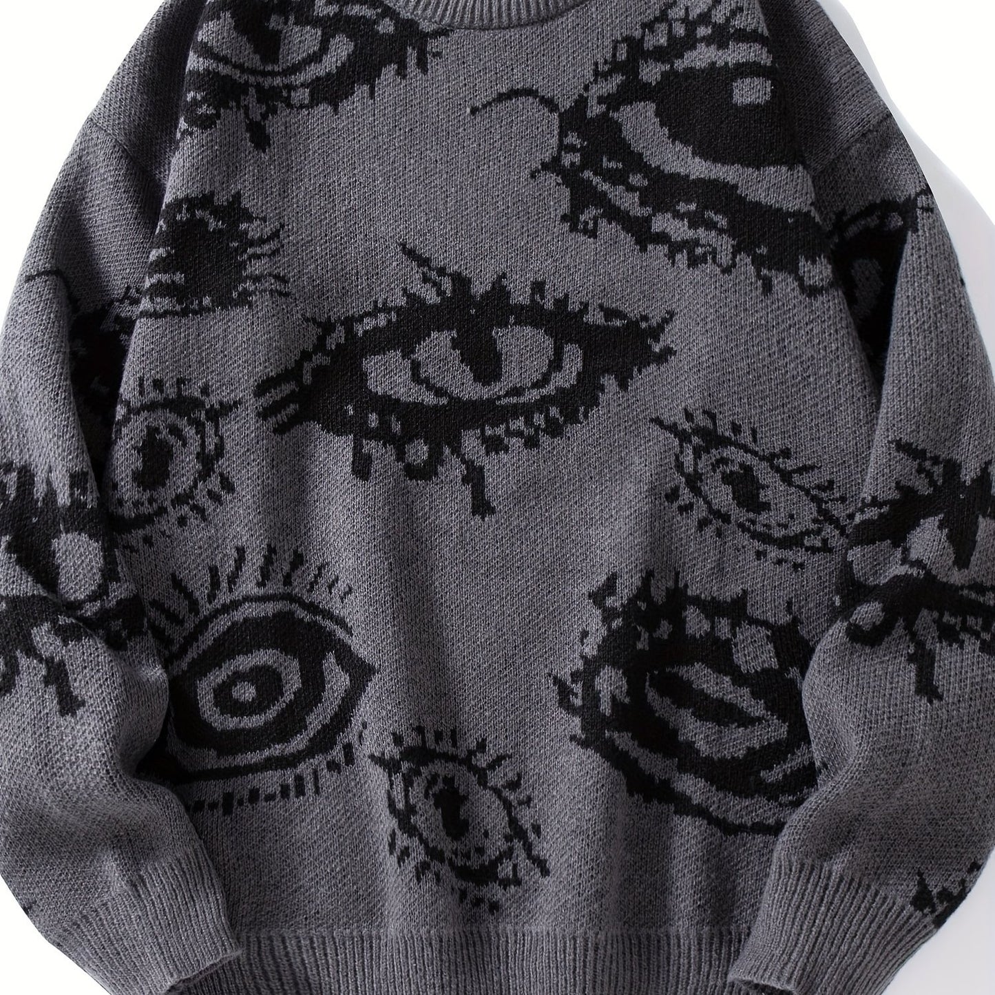 Men's Casual Streetwear Geometric Eye Pattern Knit Sweater