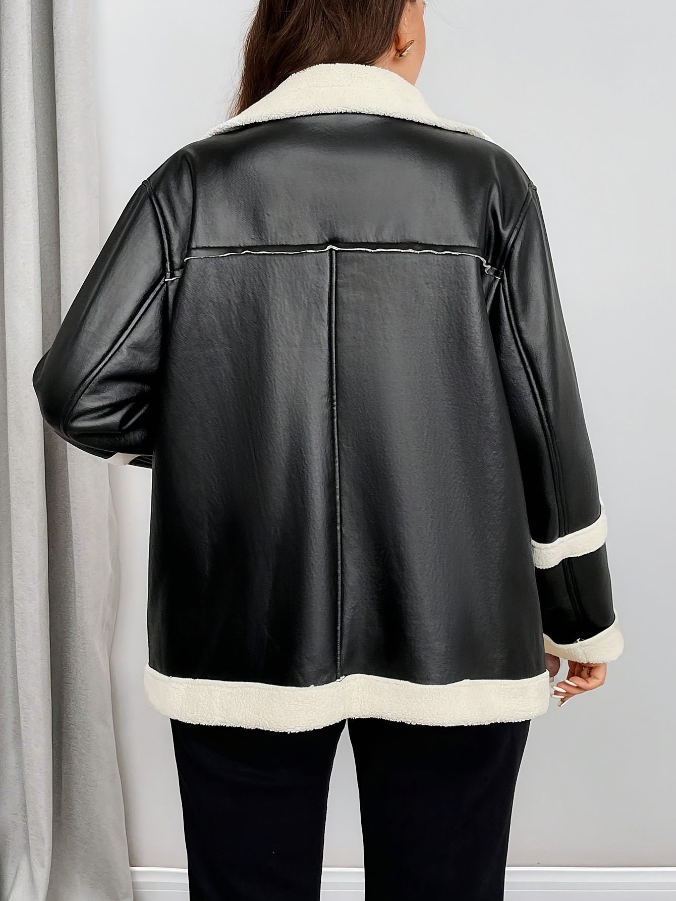 Plus Size Women's Black & White Contrast Jacket