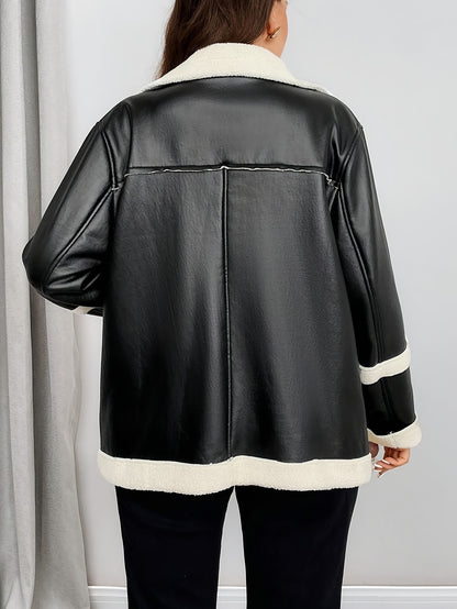 Plus Size Women's Black & White Contrast Jacket