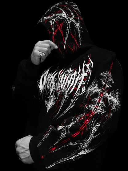 Men's Gothic Hoodie - Loose Fit Full-Zip with Pockets