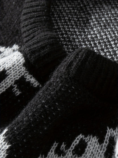 Men's Casual Streetwear Geometric Eye Pattern Knit Sweater